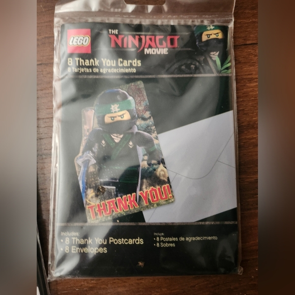 16 Lego Ninjago Movie Thank You Cards (2 Unopened Packages of 8) - Picture 3 of 4
